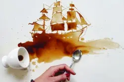 意大利艺术家用咖啡渍作画走红