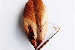 利用咖啡来绘画的作品 咖啡树叶绘画